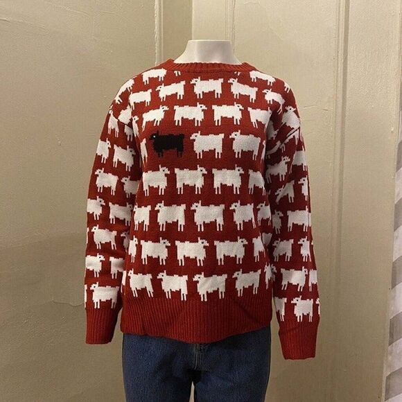 PRINCESS DIANA BLACK SHEEP RED SWEATER INSPIRED - Picture 2 of 9
